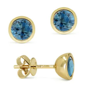 18" 1.76ct London Blue Topaz Stud Earrings in 14K Yellow Gold