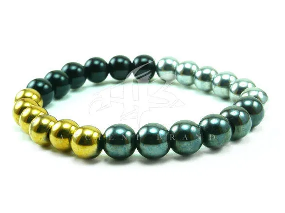Allex 8mm Onyx Hematite Beaded Bracelet