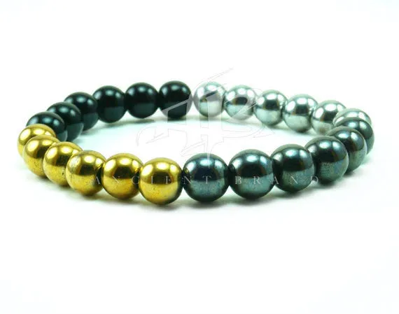 Allex 8mm Onyx Hematite Beaded Bracelet