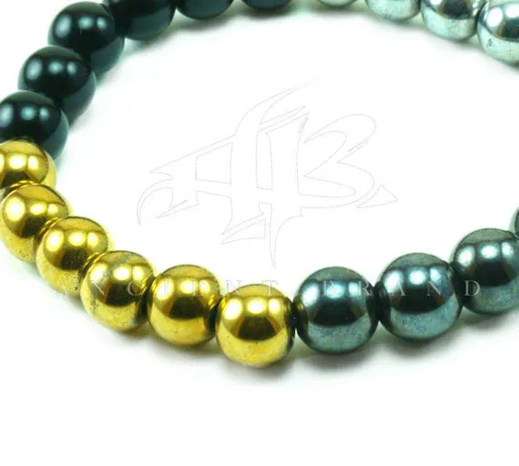 Allex 8mm Onyx Hematite Beaded Bracelet