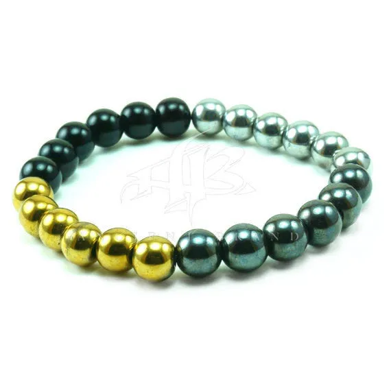 Allex 8mm Onyx Hematite Beaded Bracelet