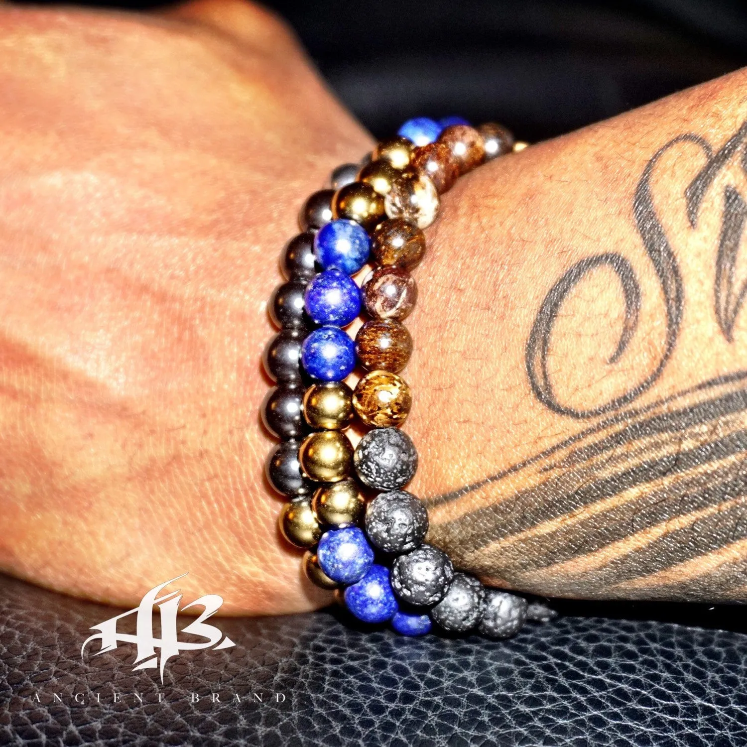 Allex 8mm Onyx Hematite Beaded Bracelet