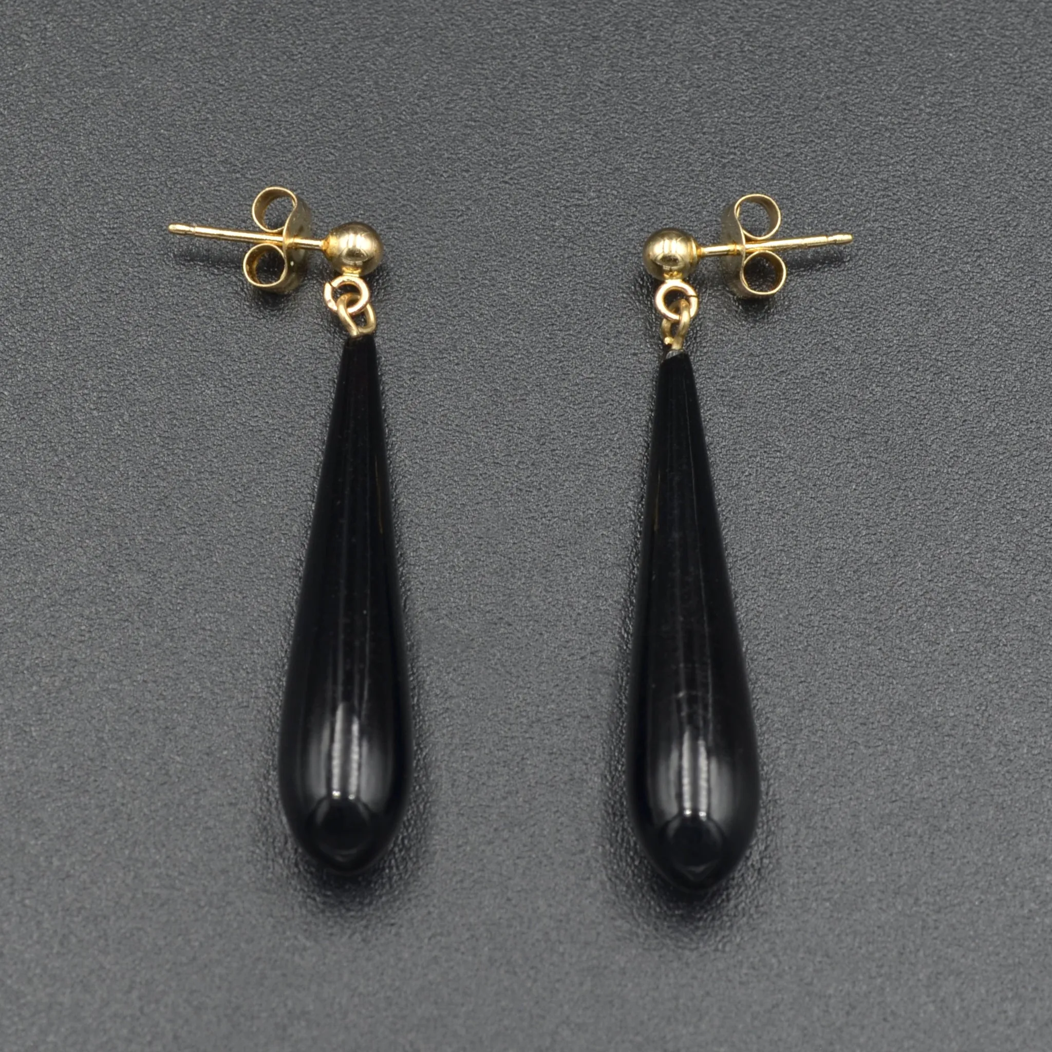 Black Coral and Gold Drop Earrings