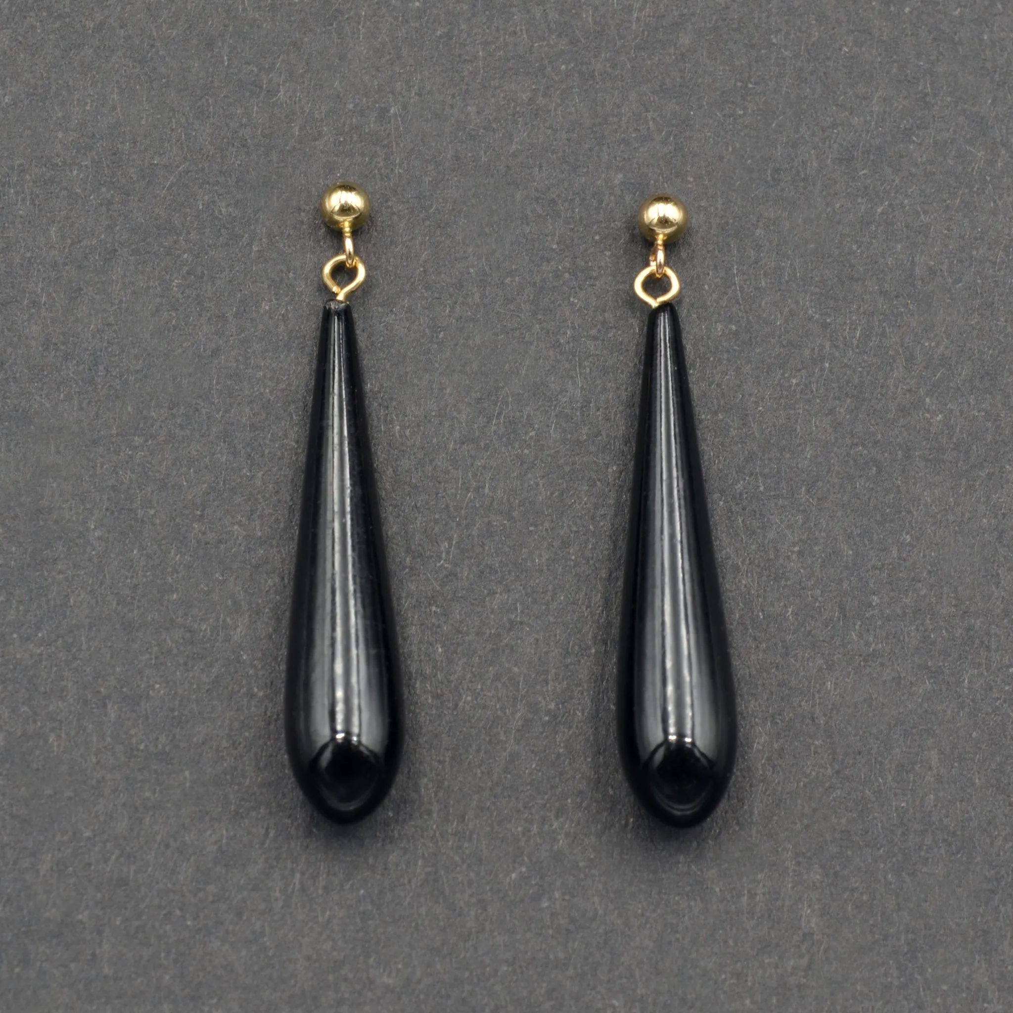 Black Coral and Gold Drop Earrings