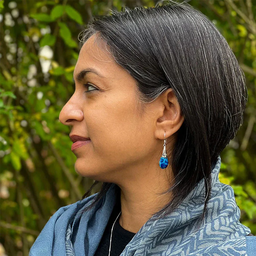 Blue Coral Filigree Earrings