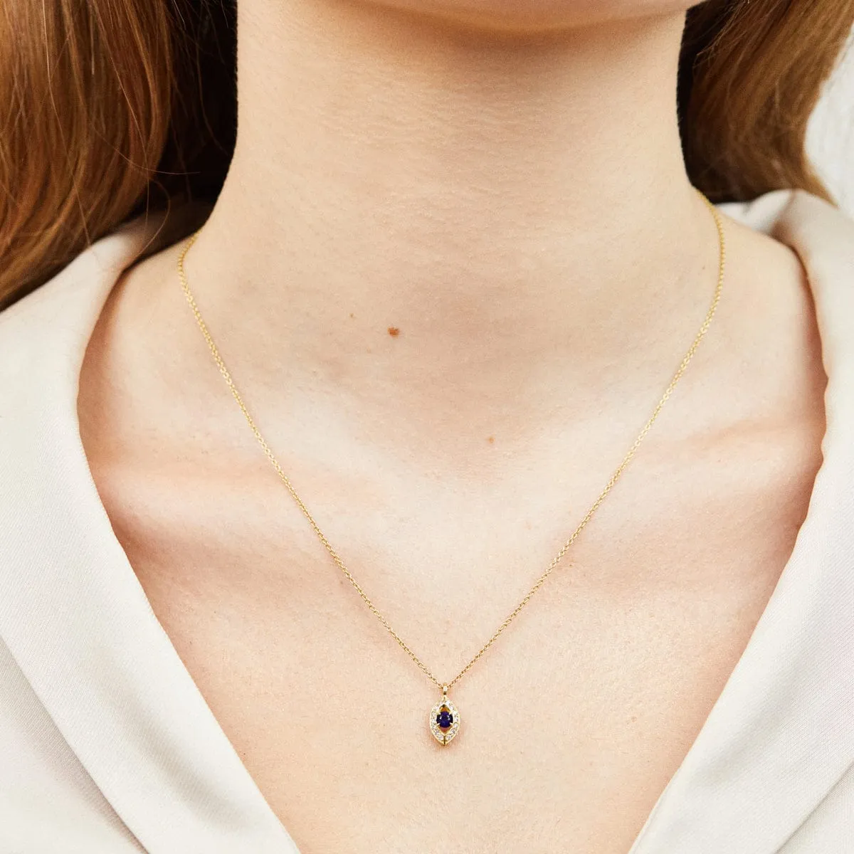 Blue Sapphire Evil Eye Necklace