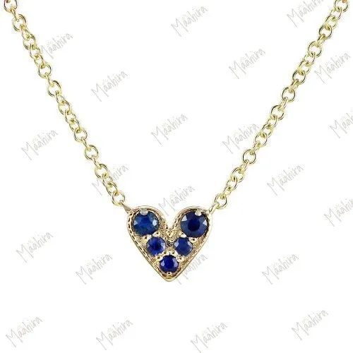 Blue Sapphire Heart Necklace