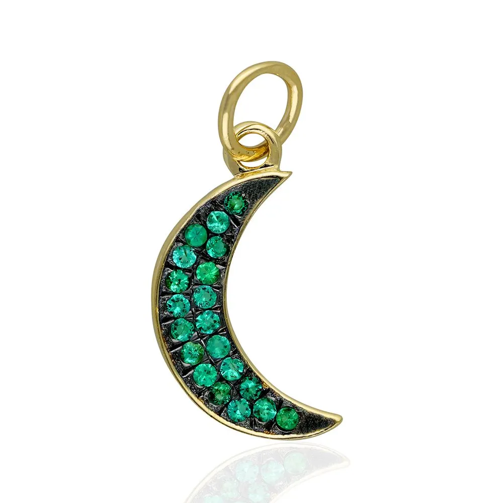 Blue Sapphire Moon Pendant 8x12.50mm