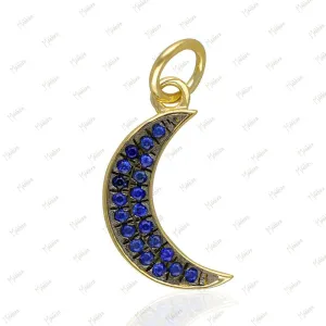 Blue Sapphire Moon Pendant 8x12.50mm