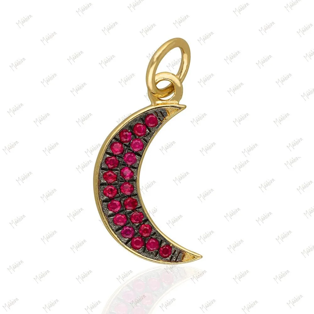 Blue Sapphire Moon Pendant 8x12.50mm