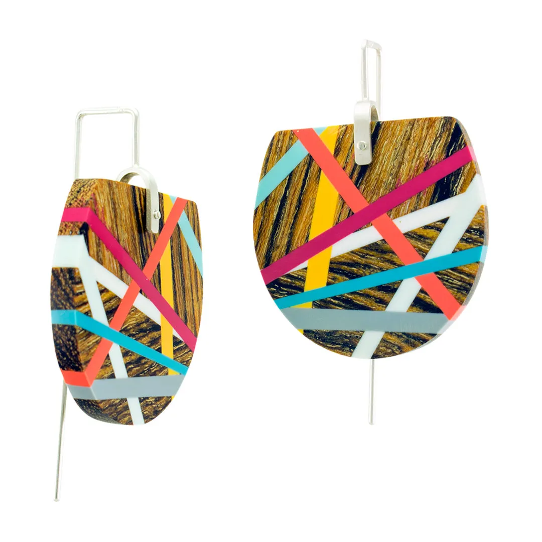 Bocote Fan Wooden Earrings