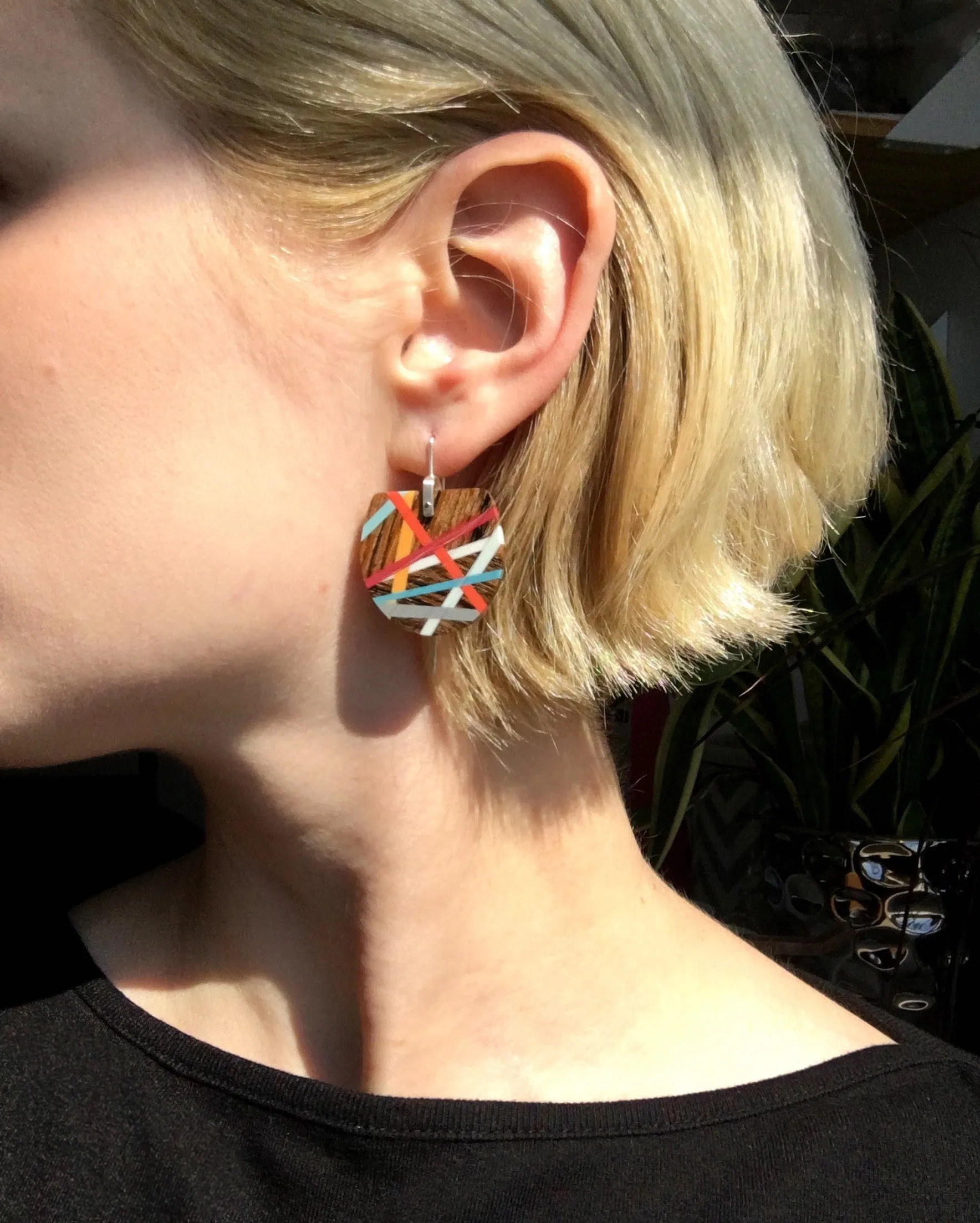 Bocote Fan Wooden Earrings
