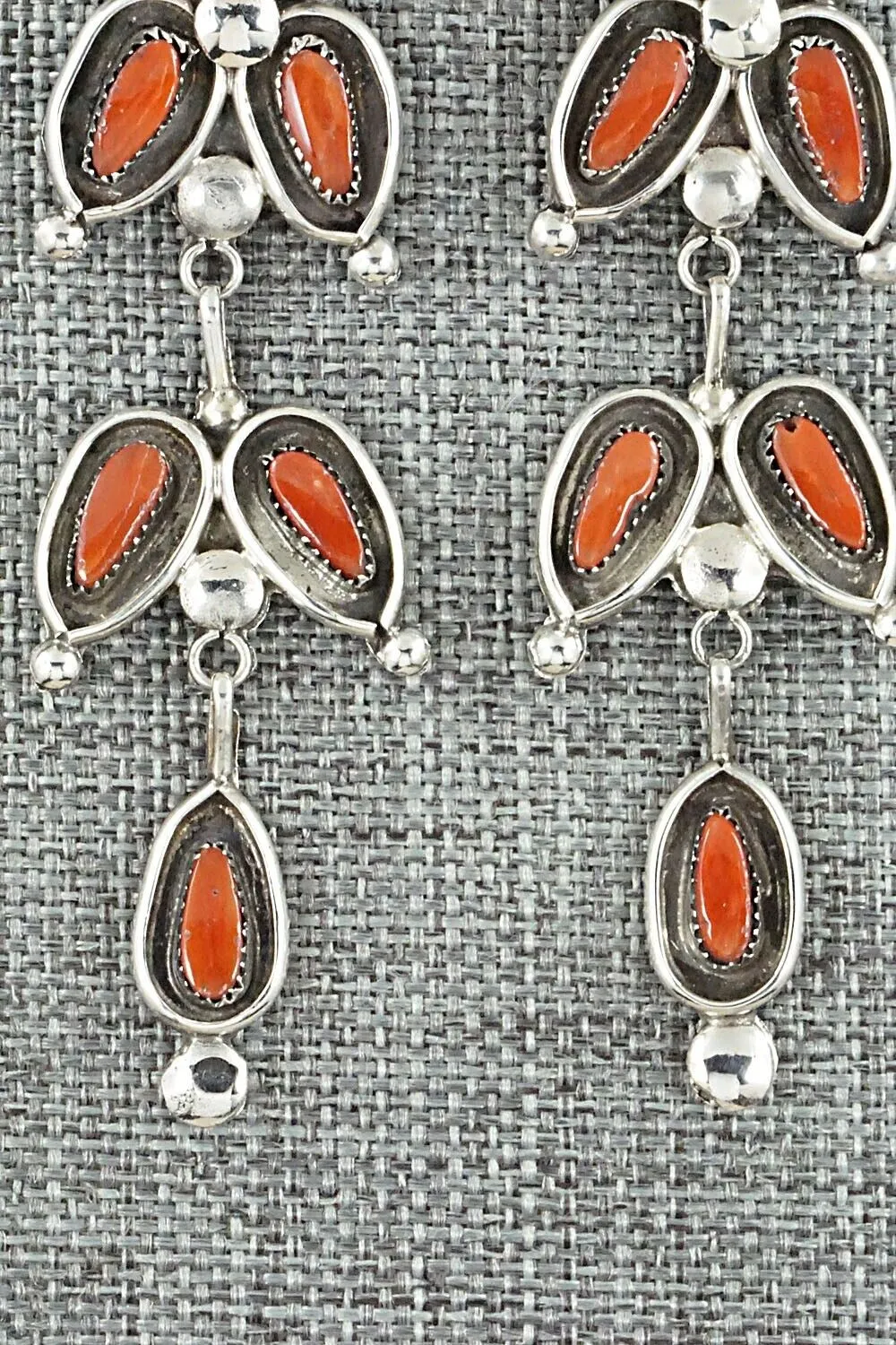 Coral & Sterling Silver Earrings - Viola Bobelu