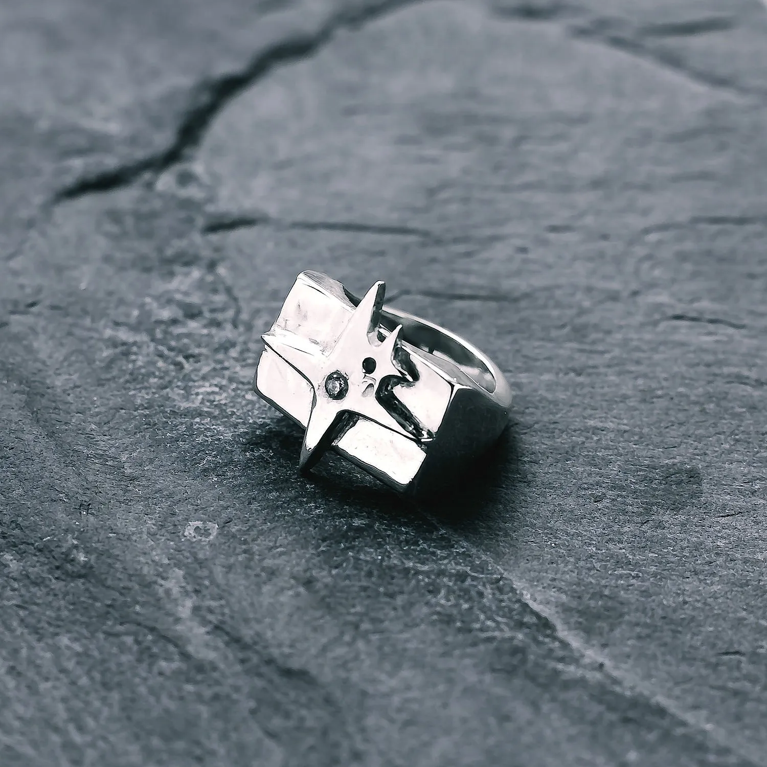 Crystal Star Gemstone Signet Ring