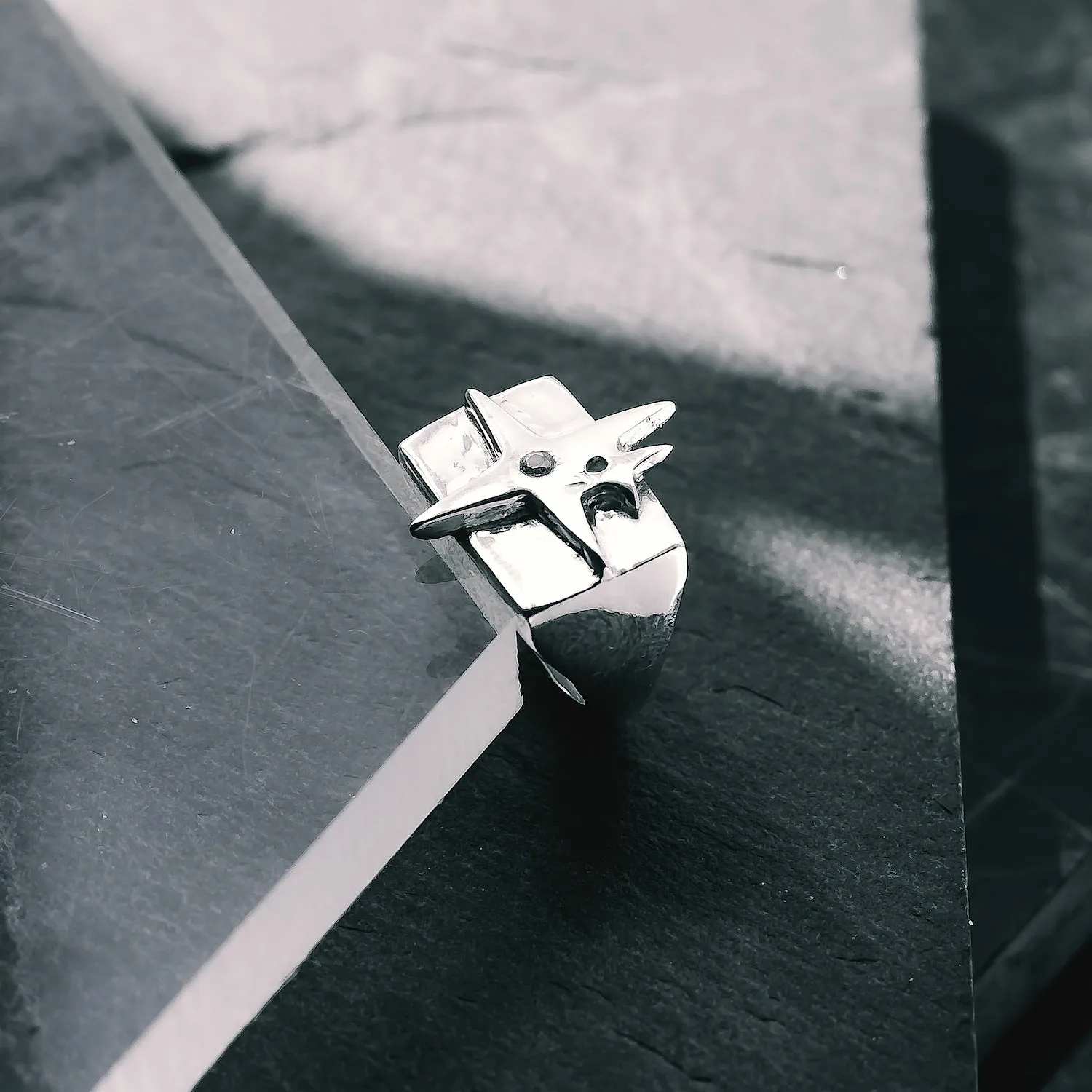 Crystal Star Gemstone Signet Ring