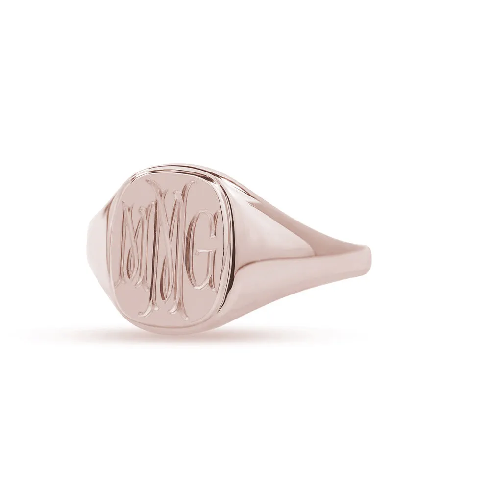 Cushion Signet Ring in Rose Gold