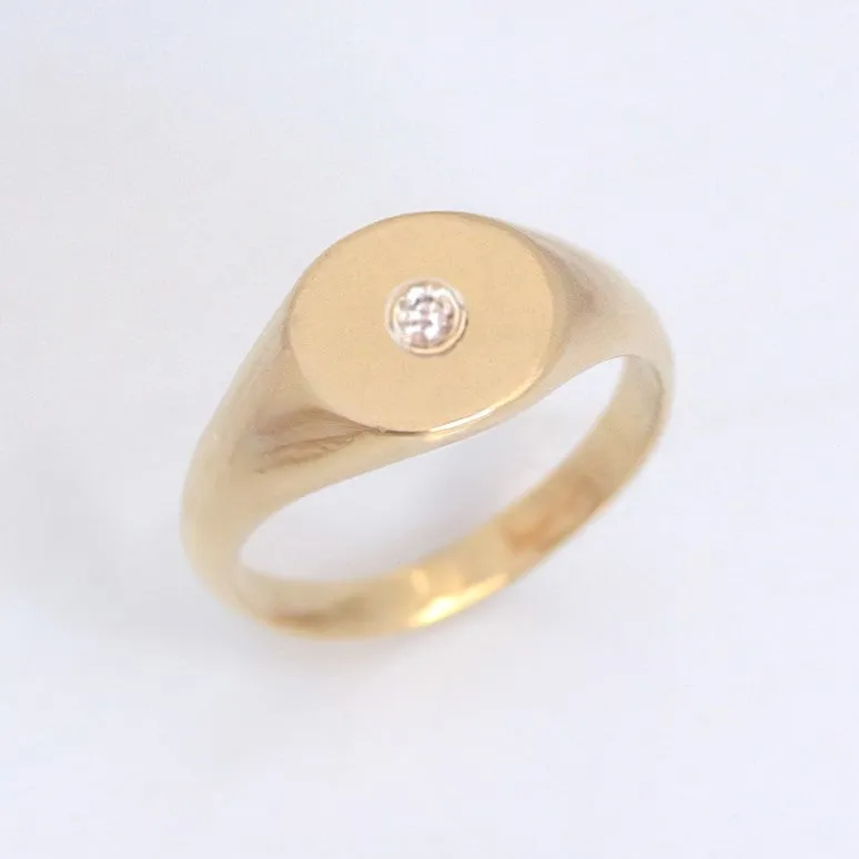 Diamond Moon signet ring