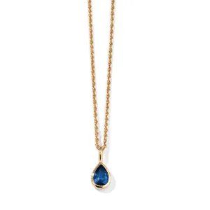 Droplet Necklace, Blue Sapphire, 9kt Yellow Gold