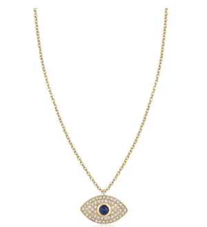 Evil Eye Diamond & Sapphire Necklace (Large)