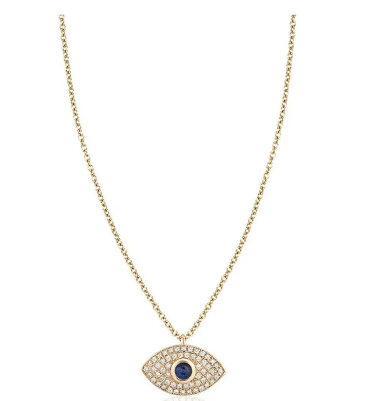 Evil Eye Diamond & Sapphire Necklace (Large)