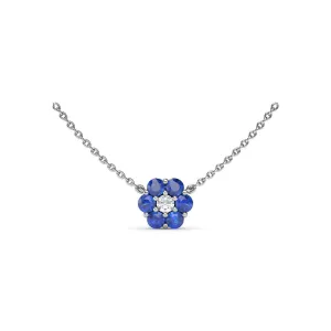 Fana 14k White Gold Magnolia Sapphire and Diamond Necklace