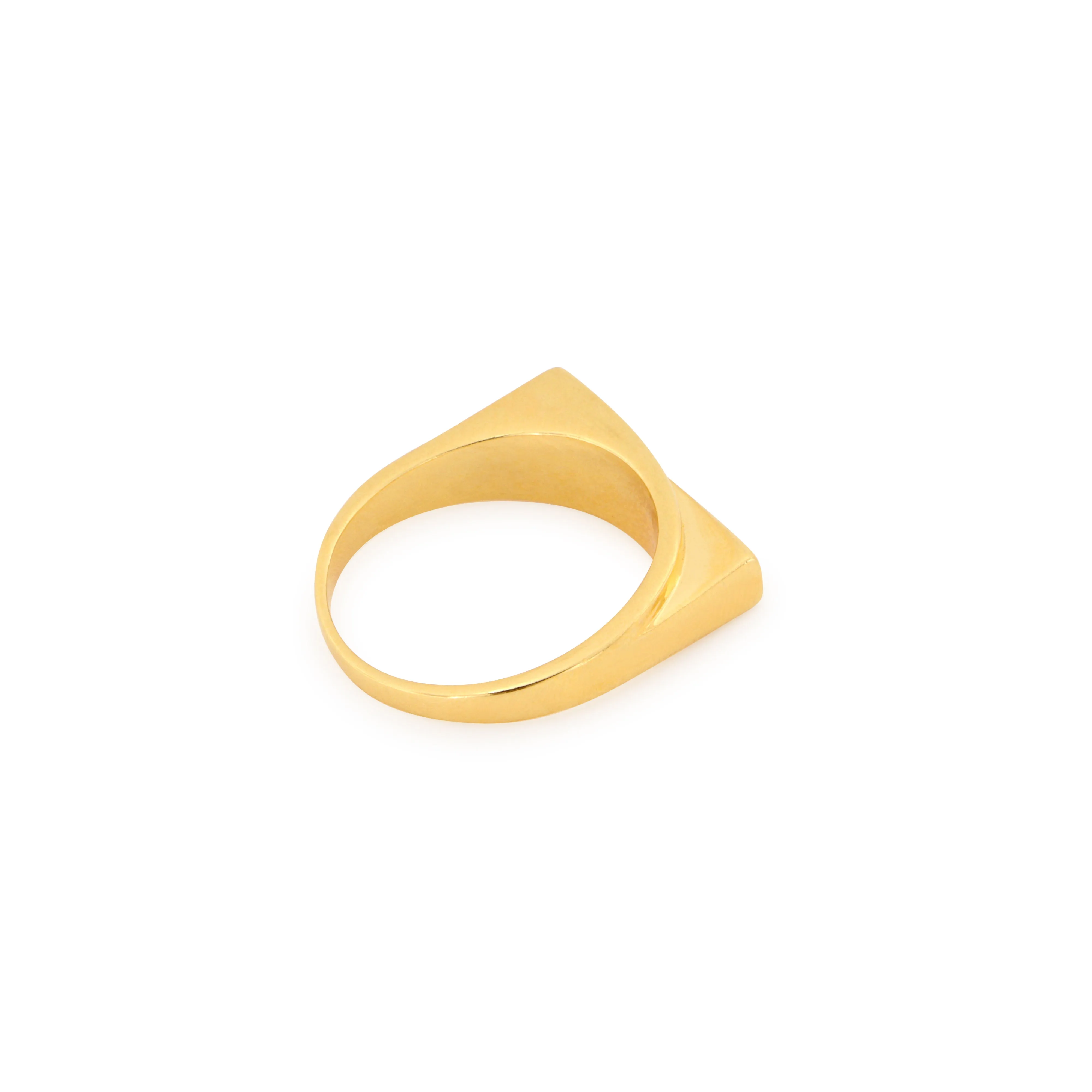 Fingerring, Smal Skæv Signet Ring, forgyldt sterlingsølv
