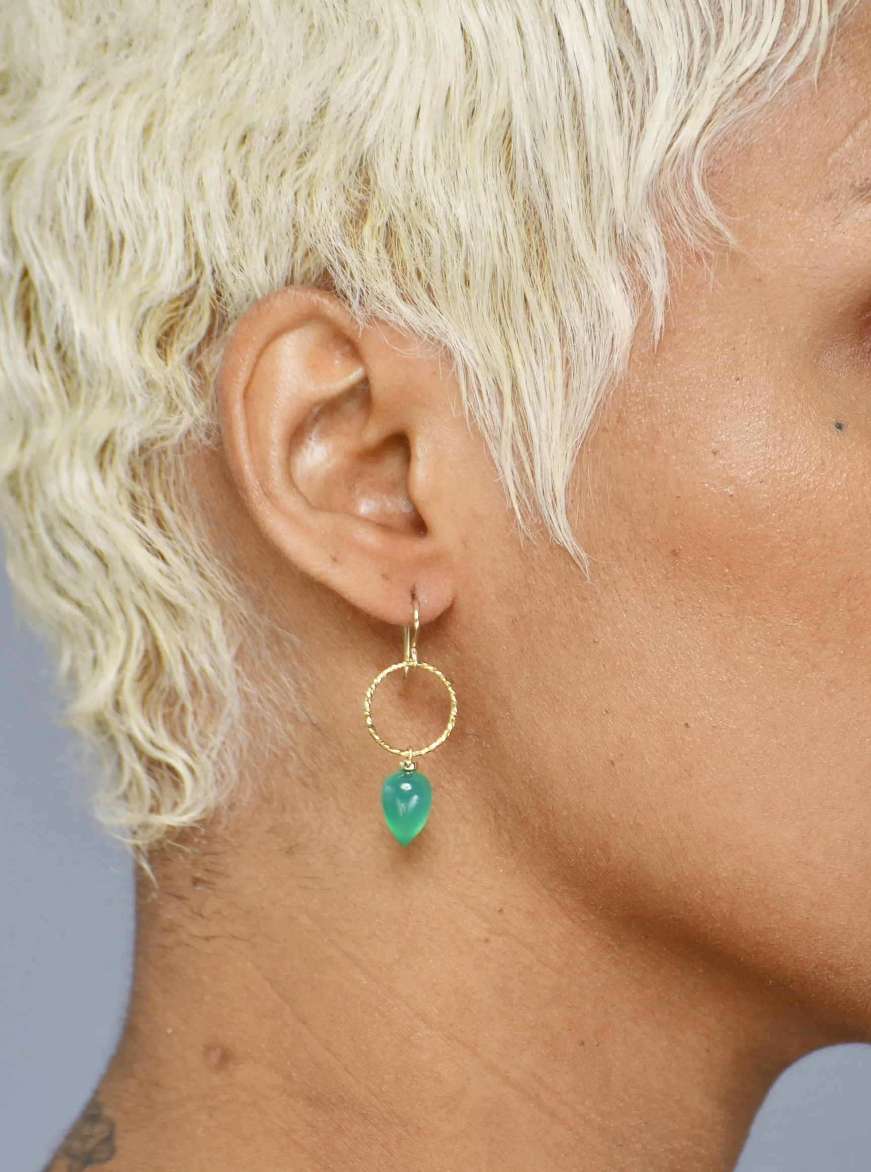 Green Onyx Hoop Earrings