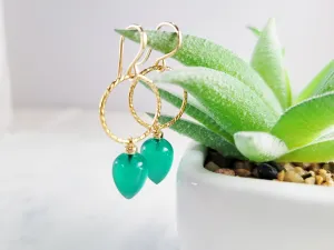 Green Onyx Hoop Earrings