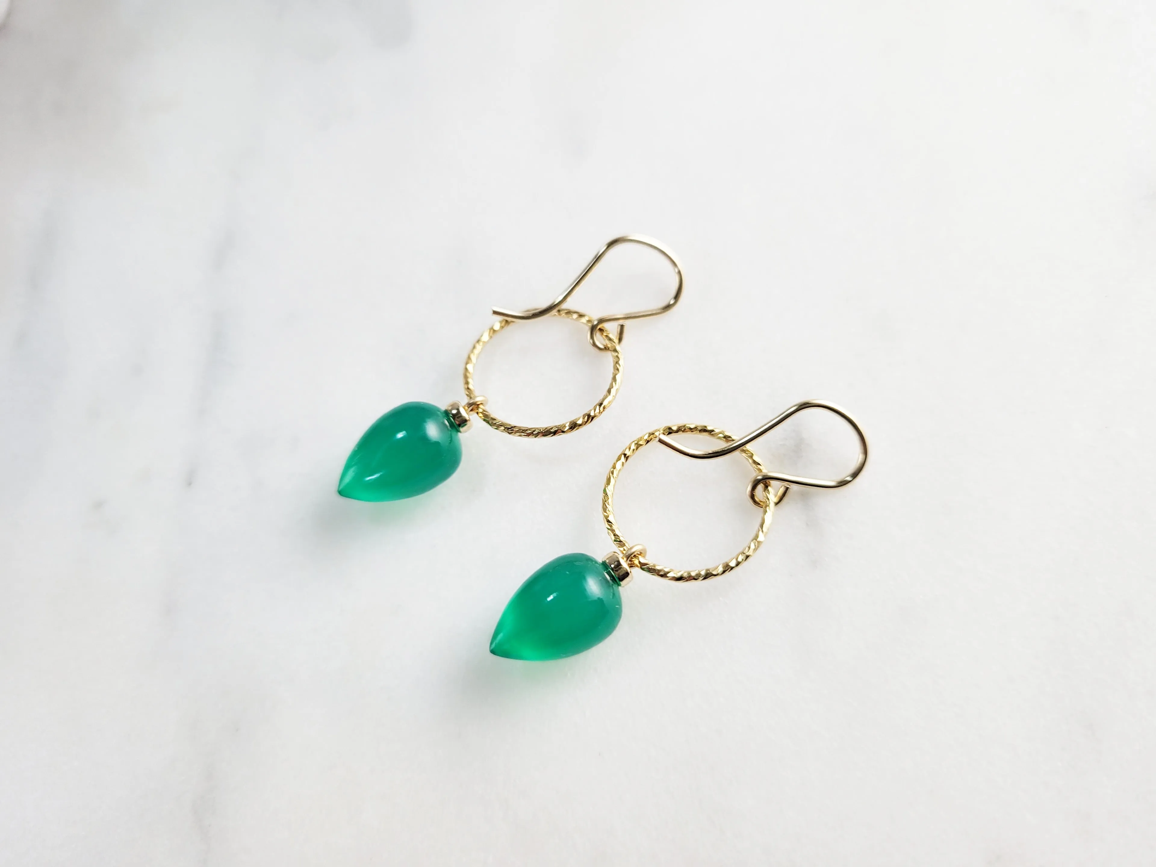 Green Onyx Hoop Earrings