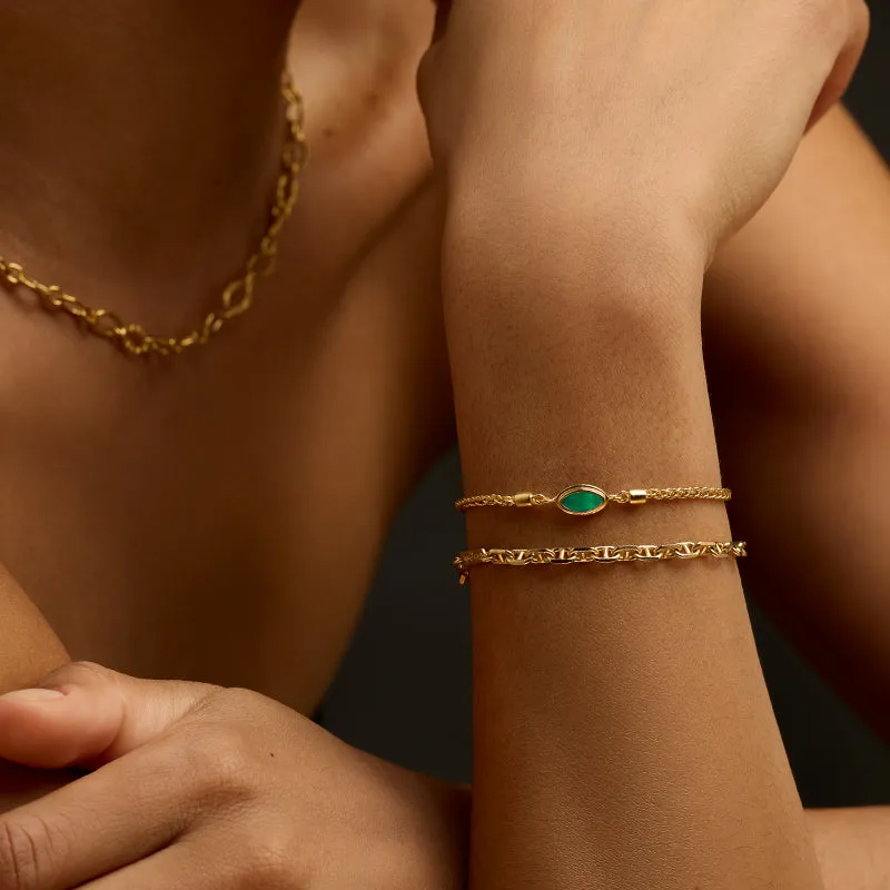 Iris Bracelet, Green Onyx, Gold