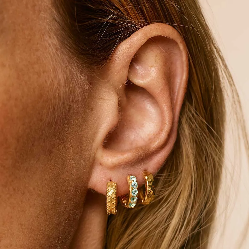 Kali Huggie Hoops - Gold Blue Topaz