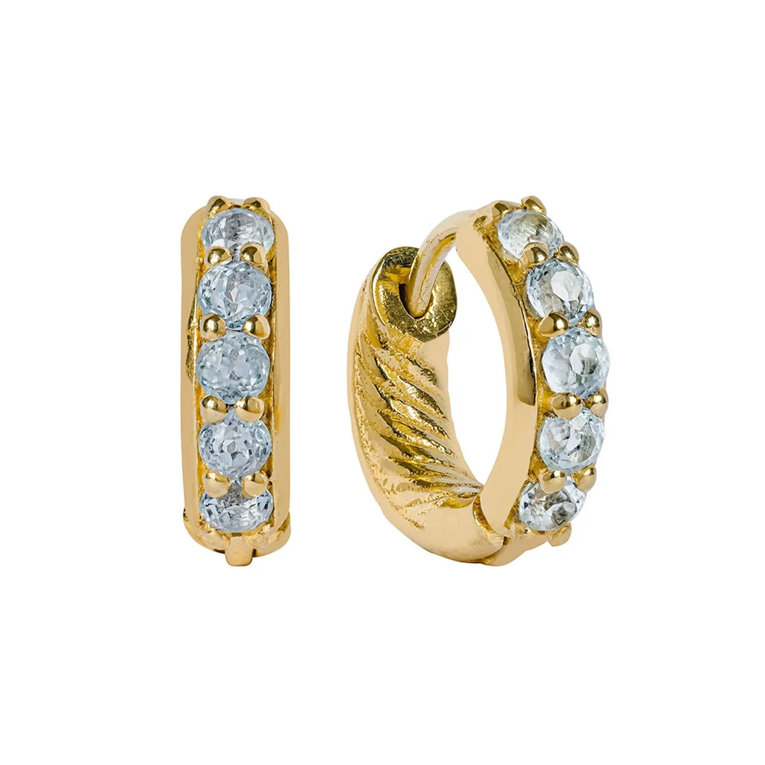 Kali Huggie Hoops - Gold Blue Topaz