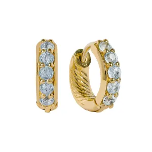 Kali Huggie Hoops - Gold Blue Topaz