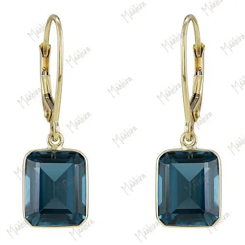 London Blue Topaz 10x8mm Leverback Earring