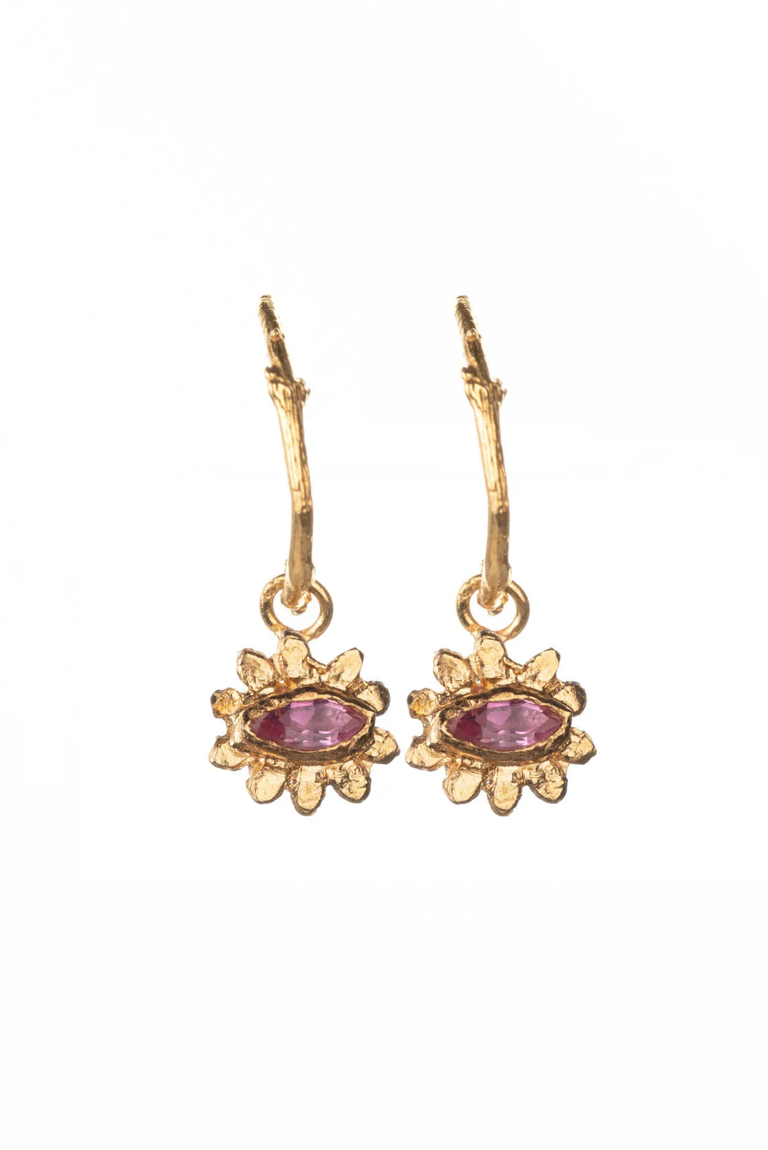 Marquise flower hoop earrings