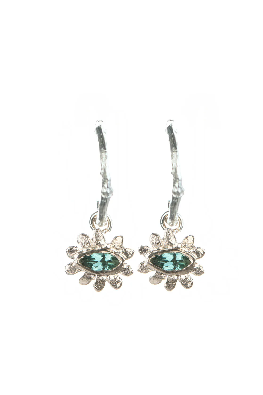 Marquise flower hoop earrings
