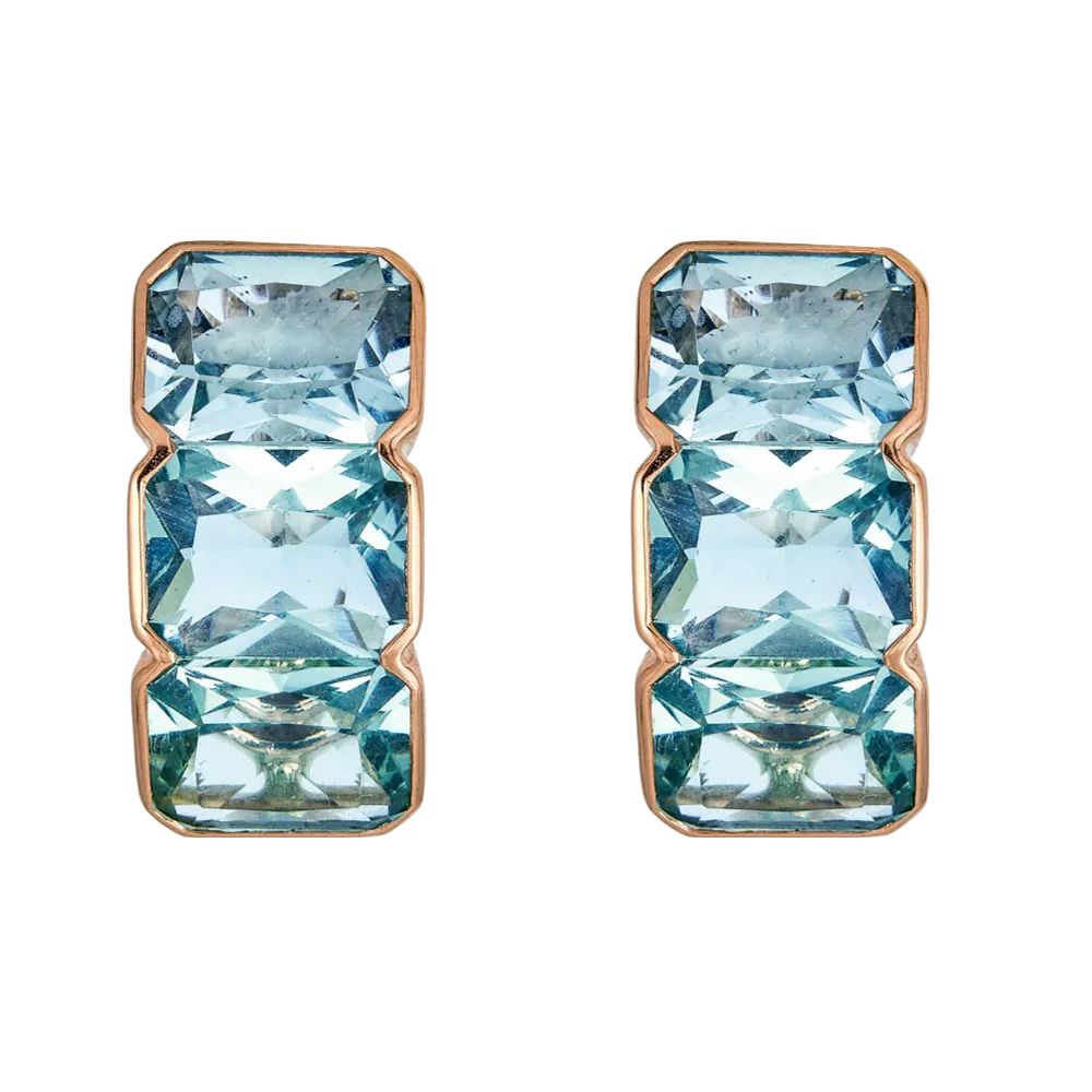 Octagon Blue Topaz Earrings