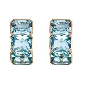 Octagon Blue Topaz Earrings