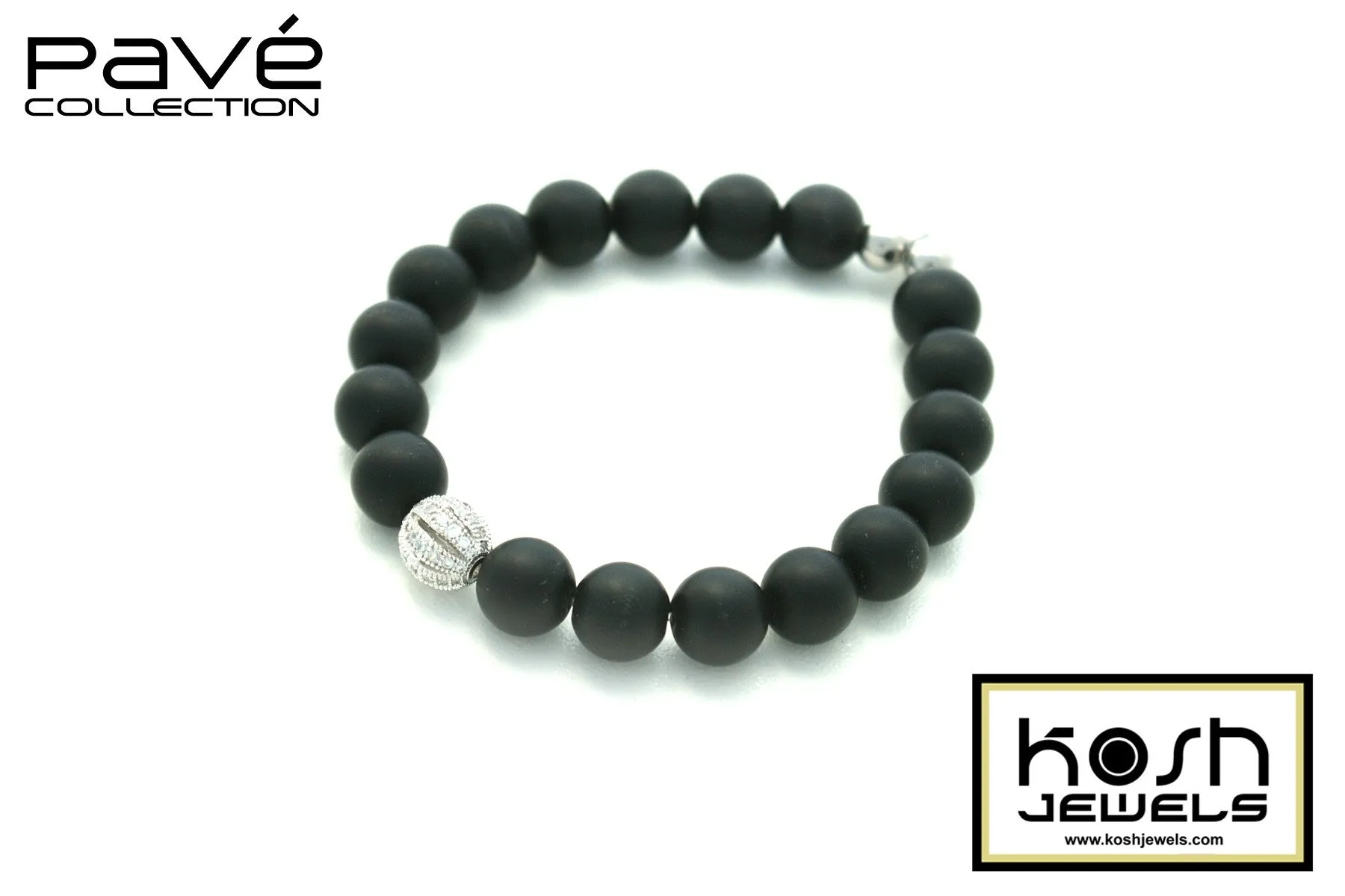 PAVÉ ONYX MONDE SIGNATURE BEADED BRACELET