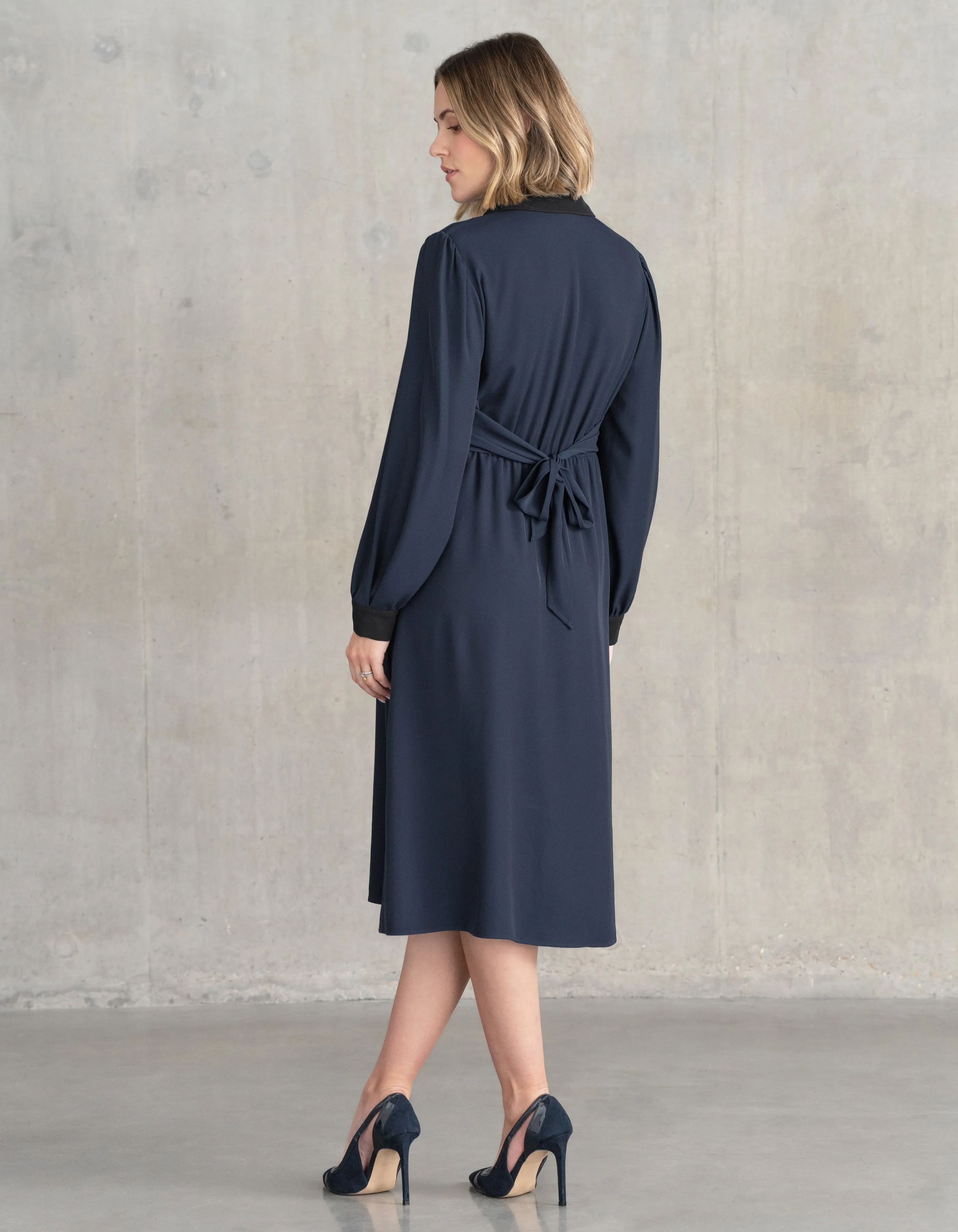 Pleated Waist Maternity   Nursing Shirt Dress