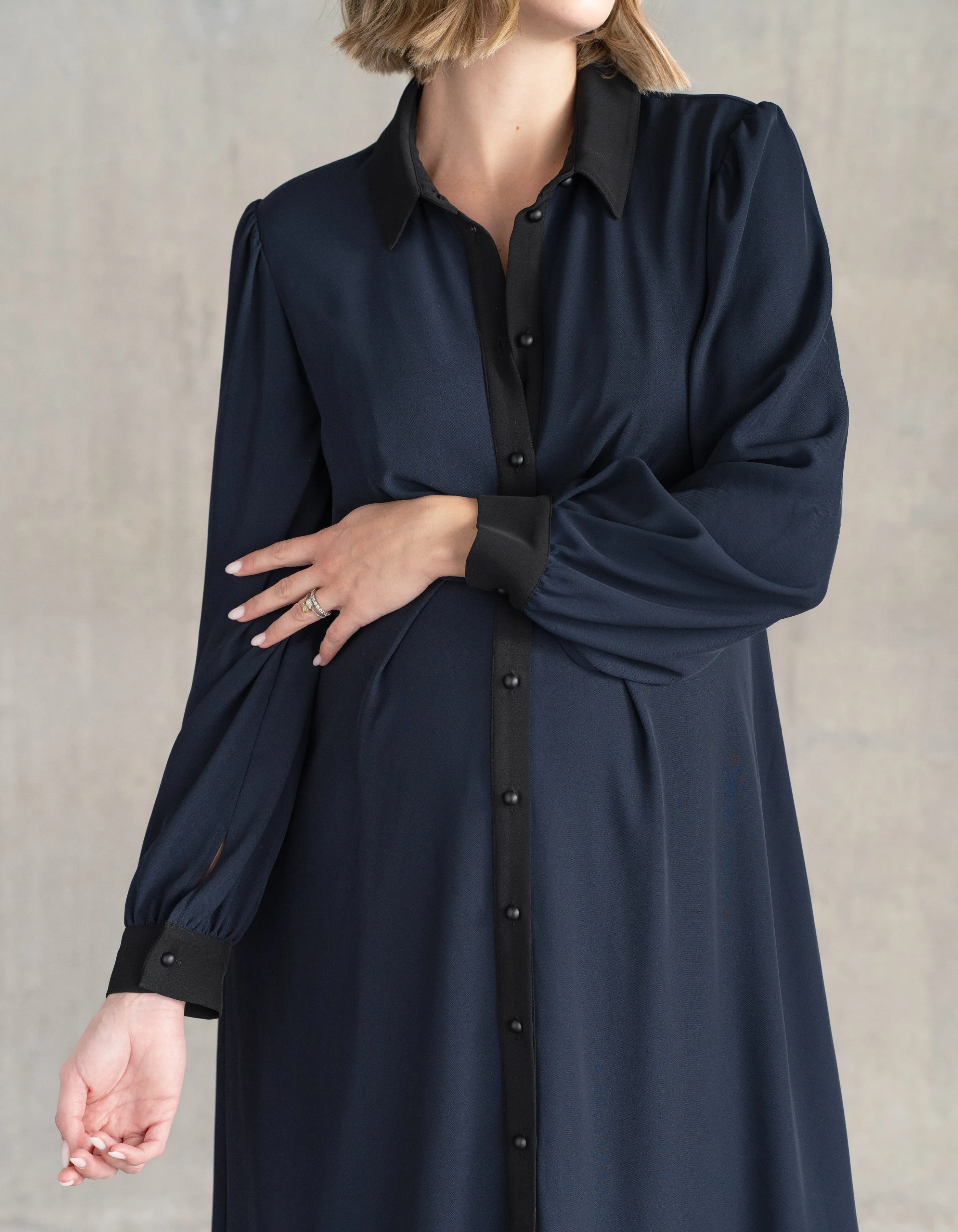Pleated Waist Maternity   Nursing Shirt Dress