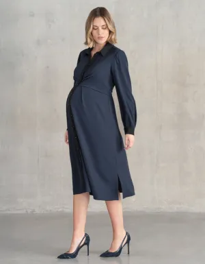 Pleated Waist Maternity   Nursing Shirt Dress