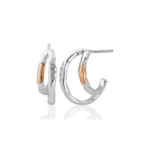 Ripples Half Hoop Earrings - Silver/Rose - 3SRPP0205