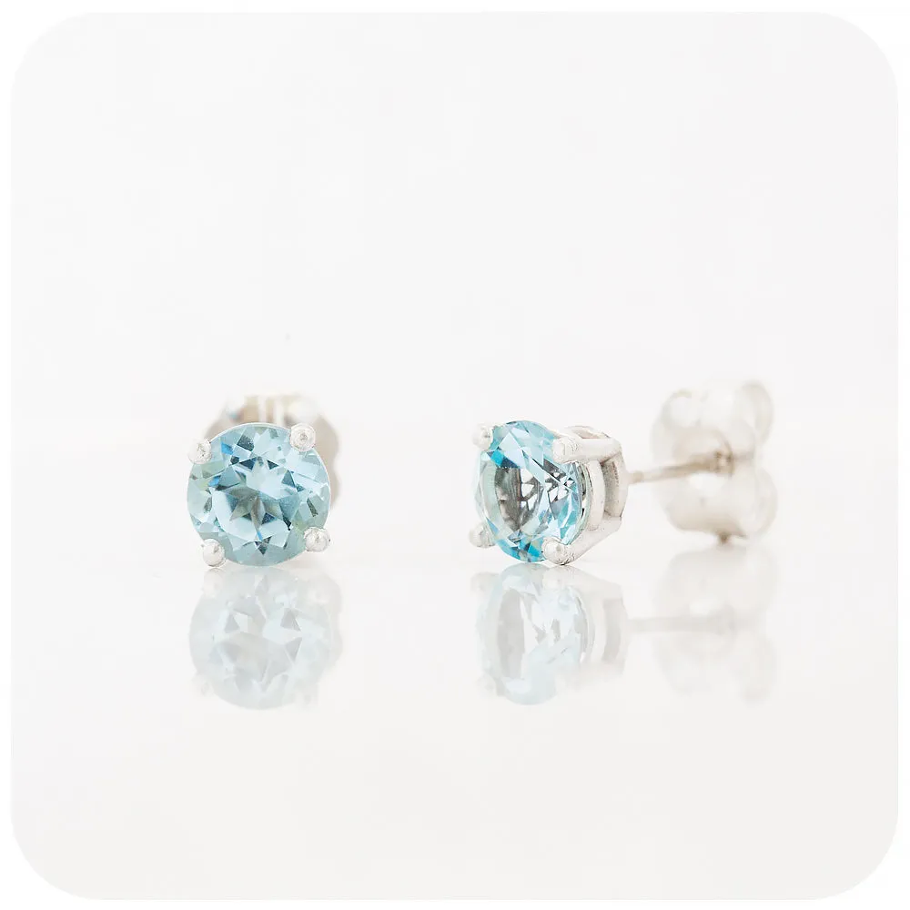 Round cut Sky Blue Topaz Stud Earring - 5mm