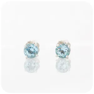 Round cut Sky Blue Topaz Stud Earring - 5mm