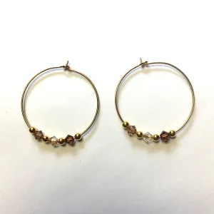 Shades of Brown Swarovski Crystals on Gold Plated Earring Hoops
