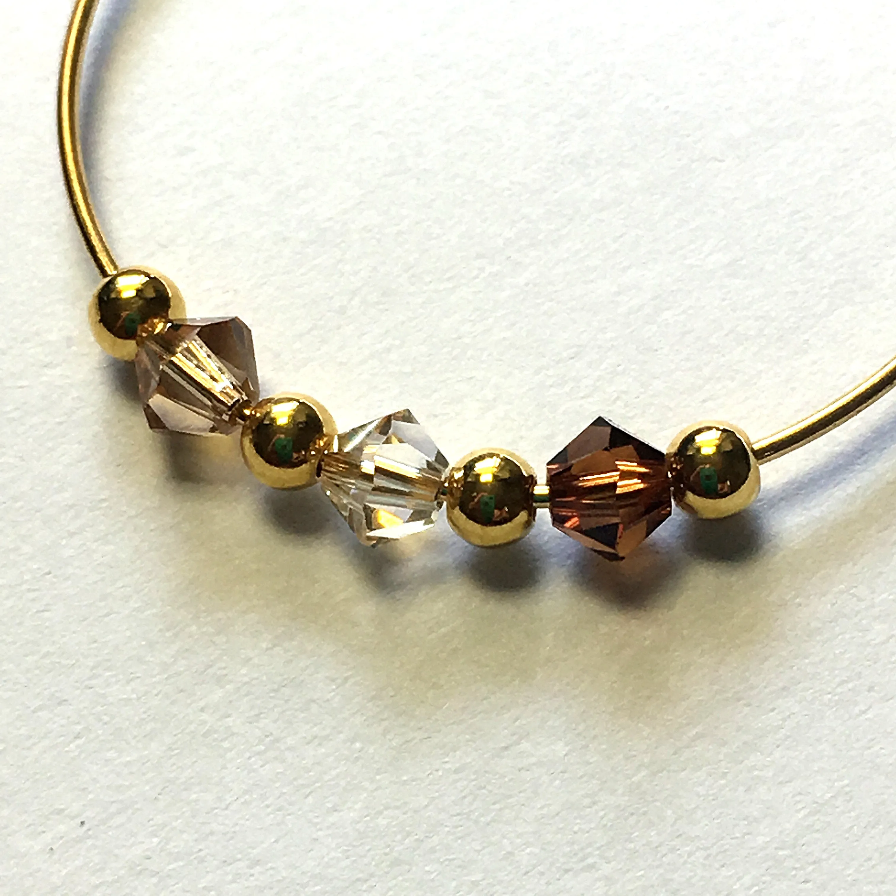Shades of Brown Swarovski Crystals on Gold Plated Earring Hoops