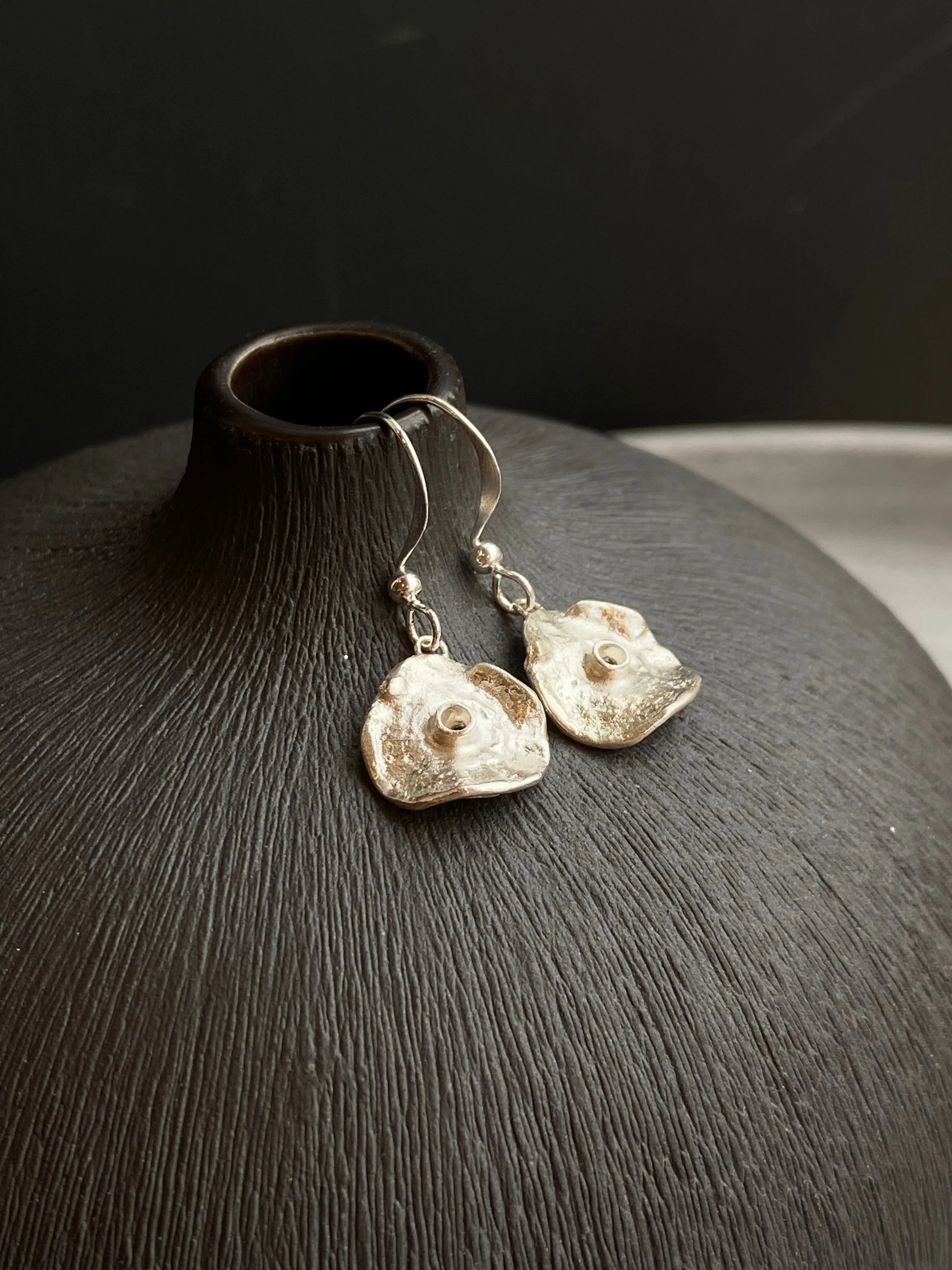 Silver Coral Drop Earrings