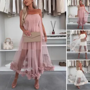 🌸Spring Specials💐 Women's Mesh Patchwork Strapless Dress
