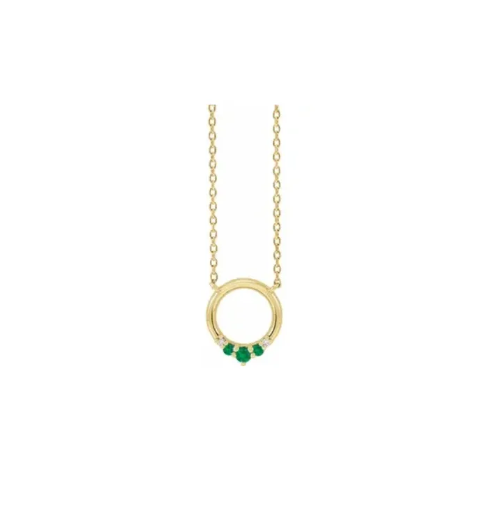 Sterling Silver Blue Sapphire and Diamond Circle Necklace - available on special order